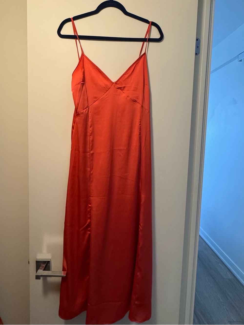 H&M Coral Satin Slip Midi Dress - Picture 2 of 4